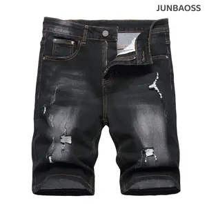 JUNBAOSS Men's Slim Fit Stretch Denim Shorts Ripped Skinny Jean Shorts for Men, Distressed Fashion Straight Comfort Flex Waist Short Denim Jean, Menswear Classic Street Style Cotton Fabric Jean Natural Hipster Personalized Stylish Jeans with Pockets