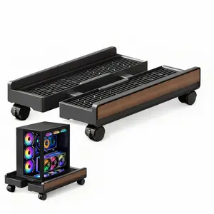 Adjustable Mobile Computer Tower Stand Ventilated CPU Stand with Locking Caster Wheels Fits Most Computer Towers Under Desk Floor PC Cart Universal PC Holder for Office Students & Gamers Black
