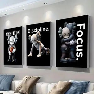 KAWS Poster Set of 3: Hypebeast Wall Art and Minimalist Graffiti Decor Unframed