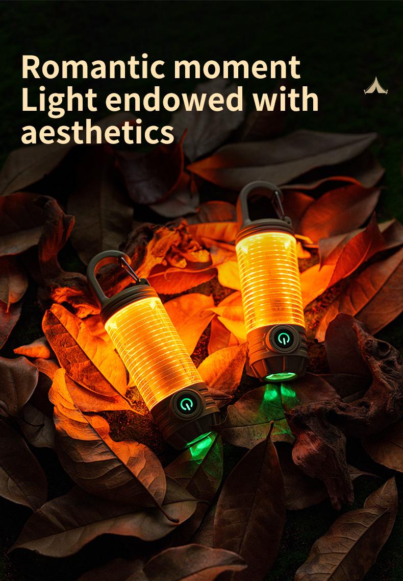 Portable LED Camping Light with Keychain & Hook, Multi-Color Mini Flashlight, Outdoor Atmosphere Lamp for Camping & Hiking