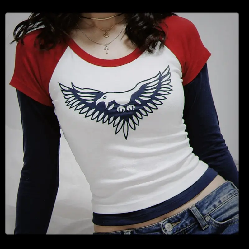 Tracy's Eagle Raglan Baby Tee Long Sleeve Cotton Printed