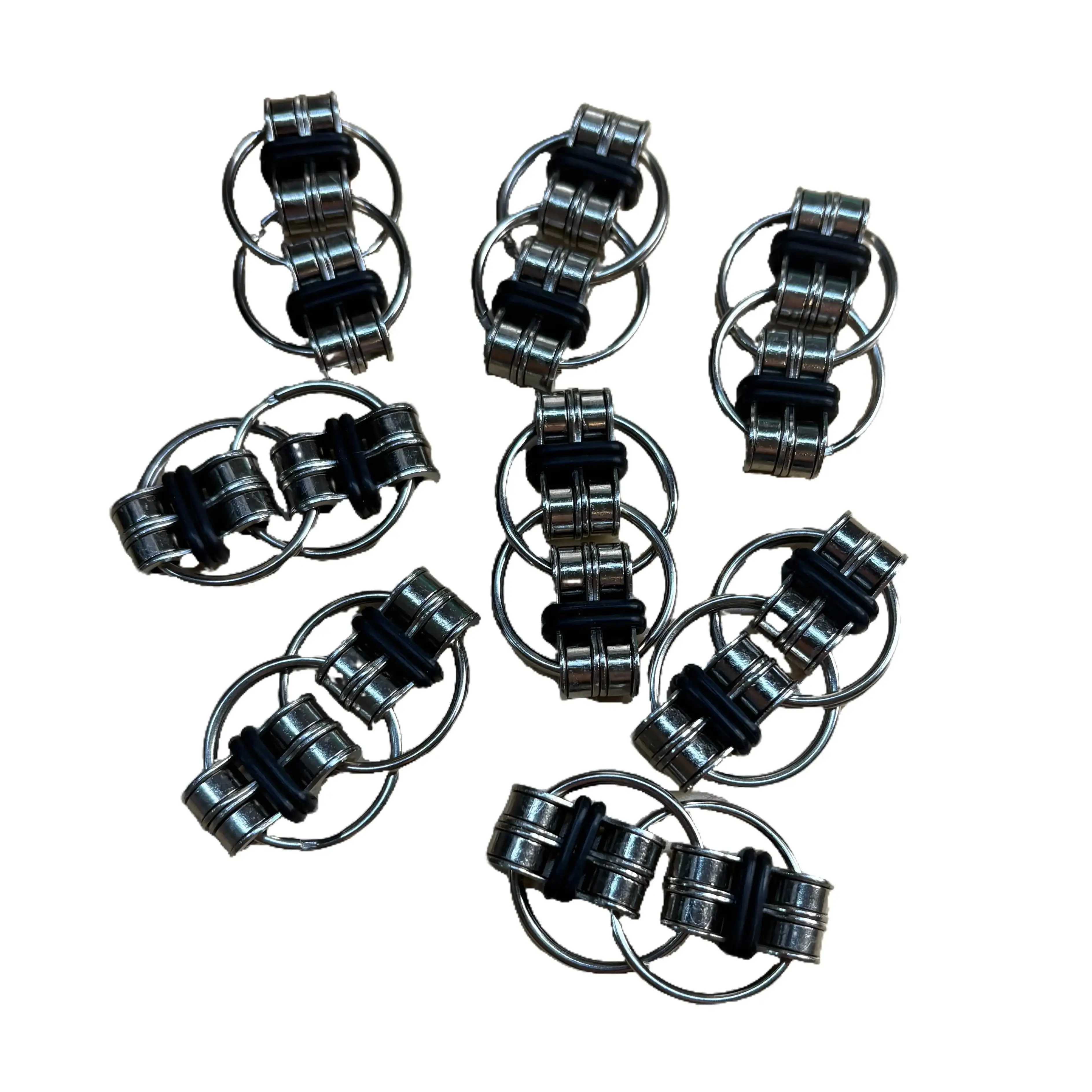 Flippy Fidget Handheld Focus Tool Handmade Durable Steel Chain Links with Rubber O-rings Sensory Aid for Stress Relief Focus Silent Discreet for Classrooms Offices Meetings Desk Fidget Picking Fidget Toy