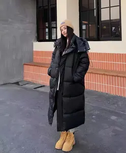 Korean-Style Loose Cotton-Padded Jacket for Women Long Hooded Over-Knee Winter Coat in Stock for 2025 Cozy & Stylish Outerwear