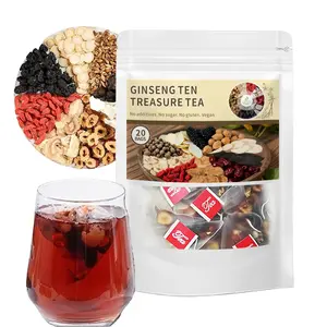 Organic Ginseng Kidney Cleansing Tea, Natural Plant Formula, Eight Treasure Tea, Red Date Wolfberry Tea, Herbal Scented Tea, Suitable for Men and Women, 20 Bags