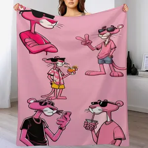 Pink Panther Cartoon Blanket Super Soft Cozy Warm Plush Throw Blanket for Boys Girls Kids, Lightweight Fuzzy Flannel Blankets for Couch Sofa Bed Travel Camping Gifts 40"x30"