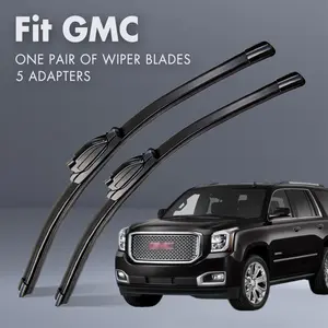 Fit GMC,Universal All-Season Windshield Wipers Ultra Quiet Frameless Blades, OEM Quality,Streak-Free 5 Adapters,  Easy Install Car Parts