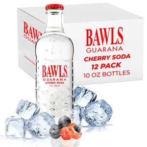 BAWLS Guarana Cherry Soda, BAWLS Guarana Drink, Guarana Soda, Guarana Fueled Soda for Energy, High Energy Caffeinated Drink, 10oz 12 Pack Glass Bottles Beverage