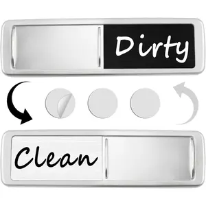 Dishwasher Magnet Clean Dirty Sign Slide Strong Clean Dirty Magnet Indicator Non-Scratch Easy to Read Self-Adhesive Stickers for Non-Magnetic Dishwasher Refrigerator