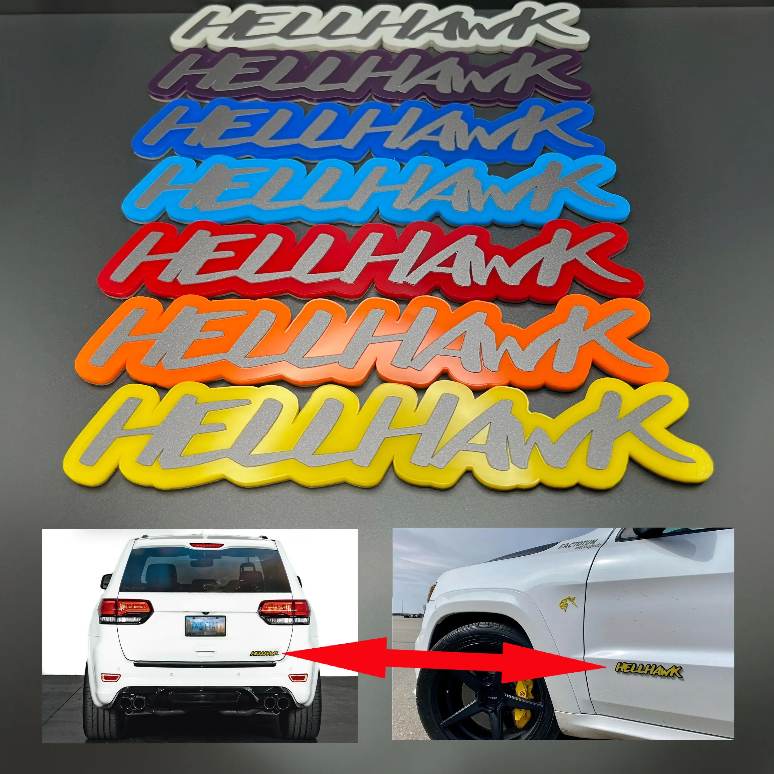 One HELLHAWK Emblem fits WK2 Jeep Trackhawk Grand Cherokee Liftgate or Door