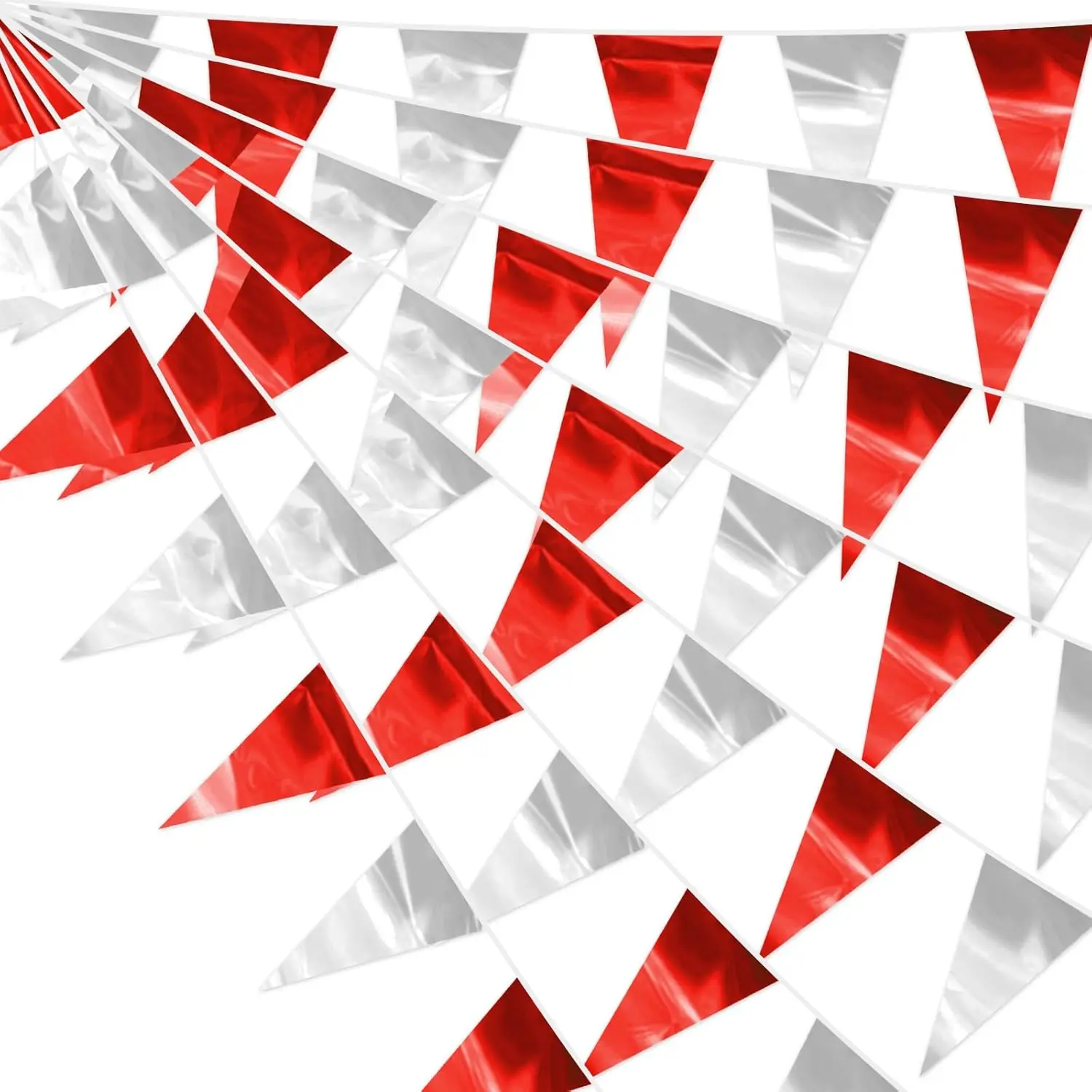 130FT Red  Glitter Triangle Pennant Banner Flag Metallic Bunting Fabric Garland for Christmas Graduation Wedding Engagement Anniversary Bachelorette Bridal Shower Valentine's Party Decor