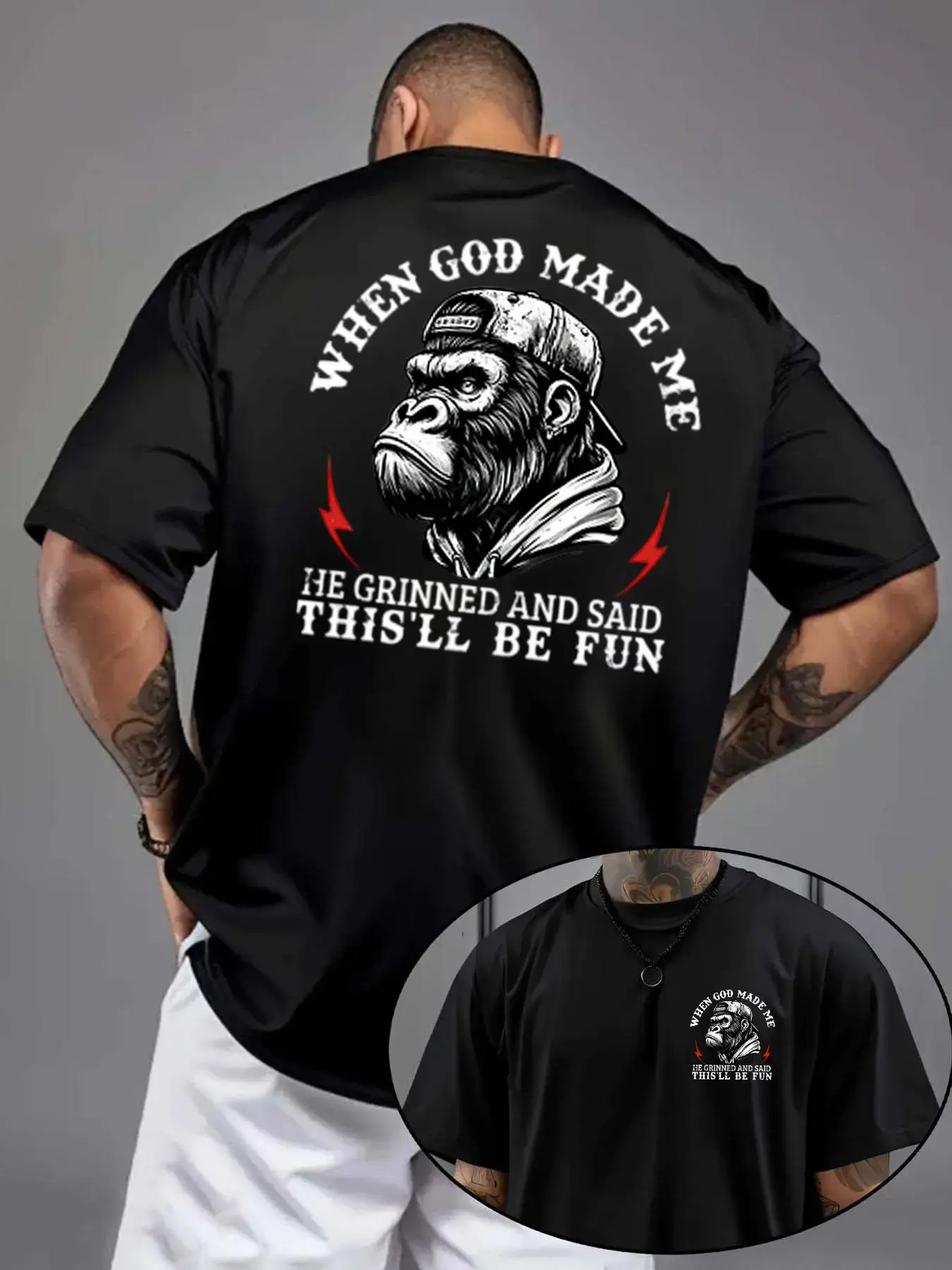 Funny Printed Sports T-shirt, Male Athletic Wear with Unisex Fit, Short Sleeve Tops for Sporty Chic Outdoor Activities, Vivid Slogan, Stretch Fabric, Breathable, Daily Loungewear, Fade Resistant, Lightweight, S, 2Xl