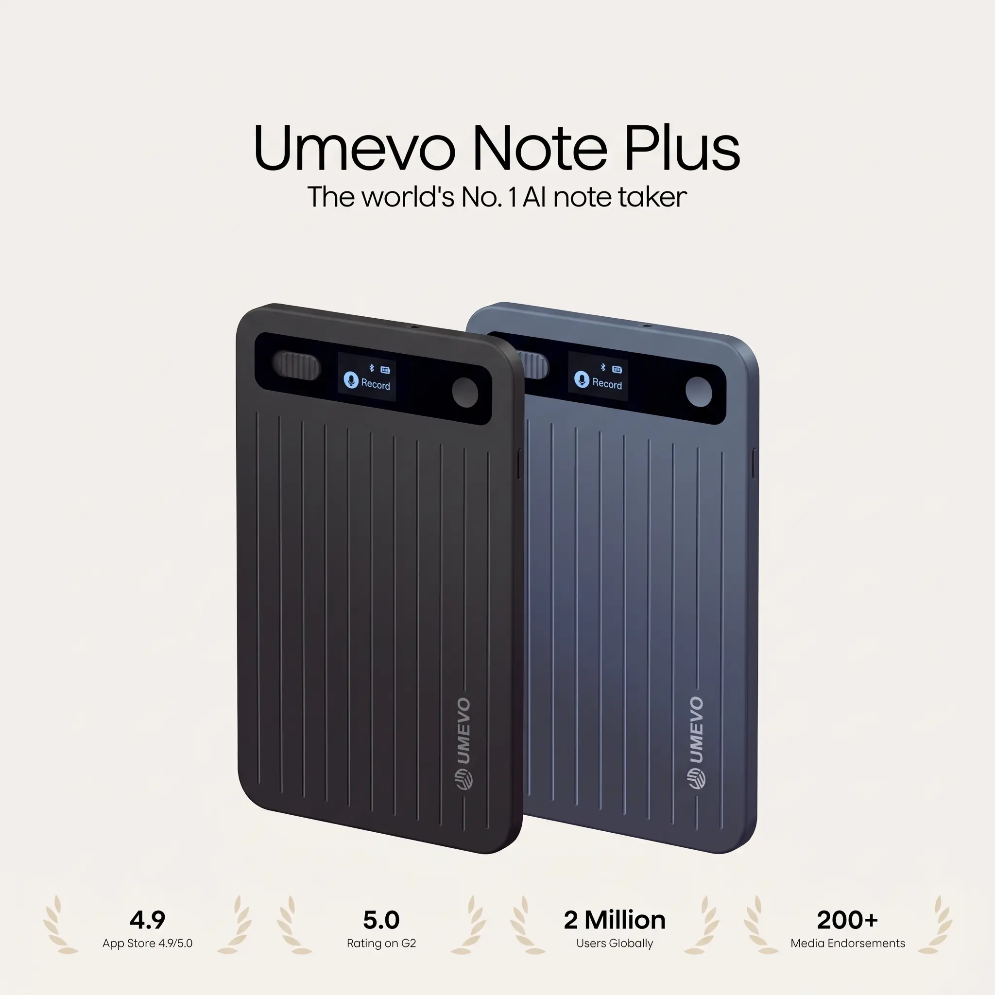 Umevo Note Plus Professional AI Voice Recorder with 2 MEMS Microphones, Instant View Display, 40-Hour Battery Life, AI Transcription & Summary, USB Ring, Automatic Daily Use, Premium Office Desk Gadget for Business Meetings, Business Gift