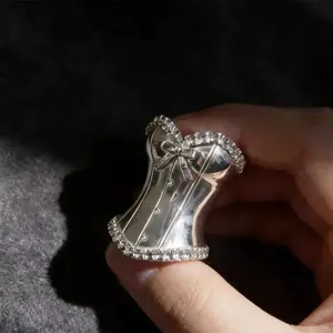Elegant Lady Princess Hem Ring Vintage French Minimalist High Grade Jewelry Gift
