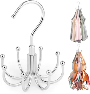 Rotating Tank Top & Bra Hanger Organizer, Space Saving Closet Hanger with 24 Hooks, Metal Closet Organizer for Bras, Camisoles and Tank Tops
