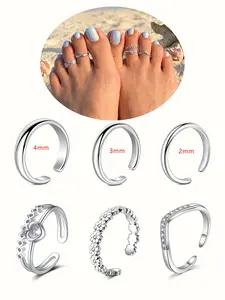 Cz Adjustable Toe Rings, 316L Stainless Steel, Zircon, Perfect for Stacking, Summer Foot Jewelry, Summer Essential, Ideal for Parties, Party Jewelry, Women & Girls, Adjustable Fit