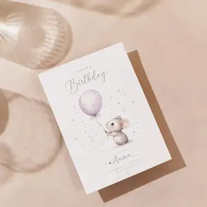 Custom Mouse Birthday Card, Personalized Kids Birthday Card, Cute Animal Card, Children’s Birthday Greeting Card