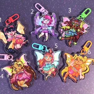 Winx Enchantix Keychain ; Bloom , Flora , Stella , Musa , Tecna , Layla / Aisha