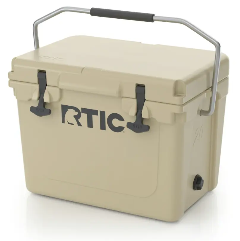RTIC Outdoors 20 Qt Ultra-Tough Hard-Sided Cooler - Tan Premium Portable Ice Chest with Superior Insulation, Rugged Construction, Secure Latches, Extended Cold Retention for Outdoor Adventures, Road Trips