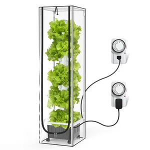 Hydroponic Growing System Tower Indoor Virtical Herb Garden with 5000K Full Spectrum 30W 4FT LED Grow Lights Dual Timers for Auto Watering Lighting Grows 45 Pods Herbs Lettuce Vegetables Tower with 20L Water Pump Tank Greenhouse Grow Box Grow Tent Home