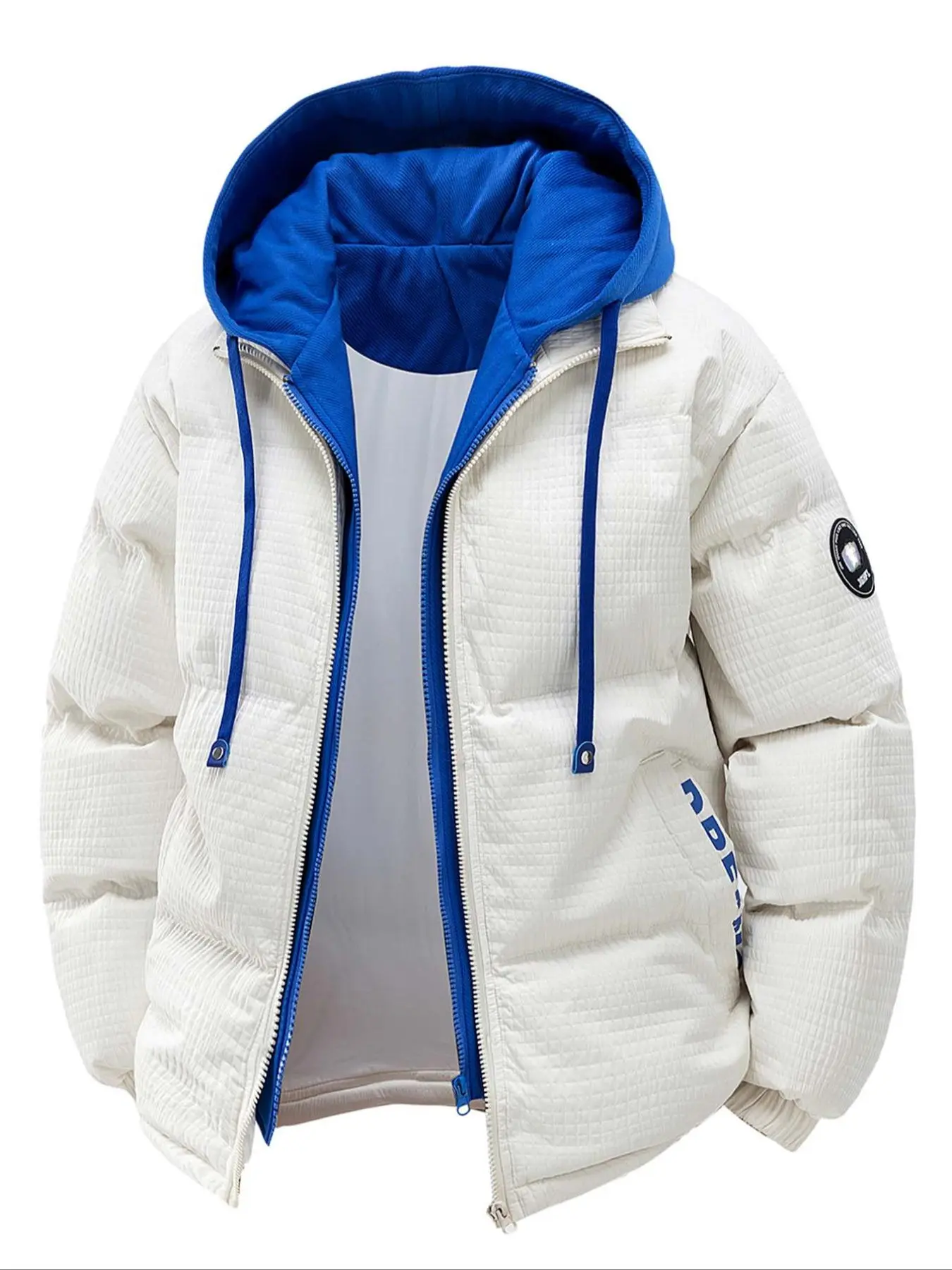 Men's Fall Winter Thickened Jacket, Warm Trendy Versatile Hooded Outerwear, Casual Colorblock Fitted Coat for Men