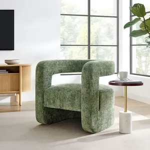 Jaylin Upholstered Chenille Accent Chair in Basil