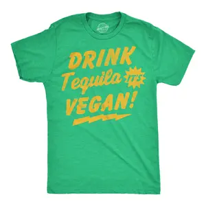 Mens Funny T Shirts Drink Tequila Its Vegan Sarcastic Drinking Graphic Tee for Men Mens Funny T Shirts Cool Vintage Fashion T-Shirt Gift Classic Menswear Drinking Apparel for Men Funny Liquor Short Sleeve Green -