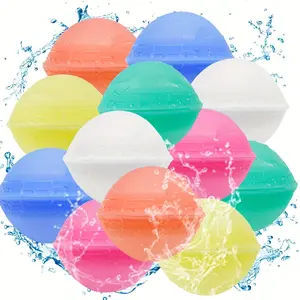 12pcs Reusable Water Balls, Self-Adhesive Silicone Water Guns, Outdoor Pool Beach Toys, Summer Gift, Repeatable Use, Fun Water Play