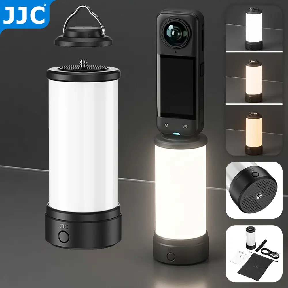 JJC Versatile 360° Panorama Fill Light for Xtra Sphra360 Osmo 360 Camera Built-in Max to 6 Hour Runtime Battery Type-C Charging Auxiliary Accessory with 1/4"-20 Screw & Threaded Mount Extension Pole 3 Temps 5 Brightness Adjustable for Outdoor Camping
