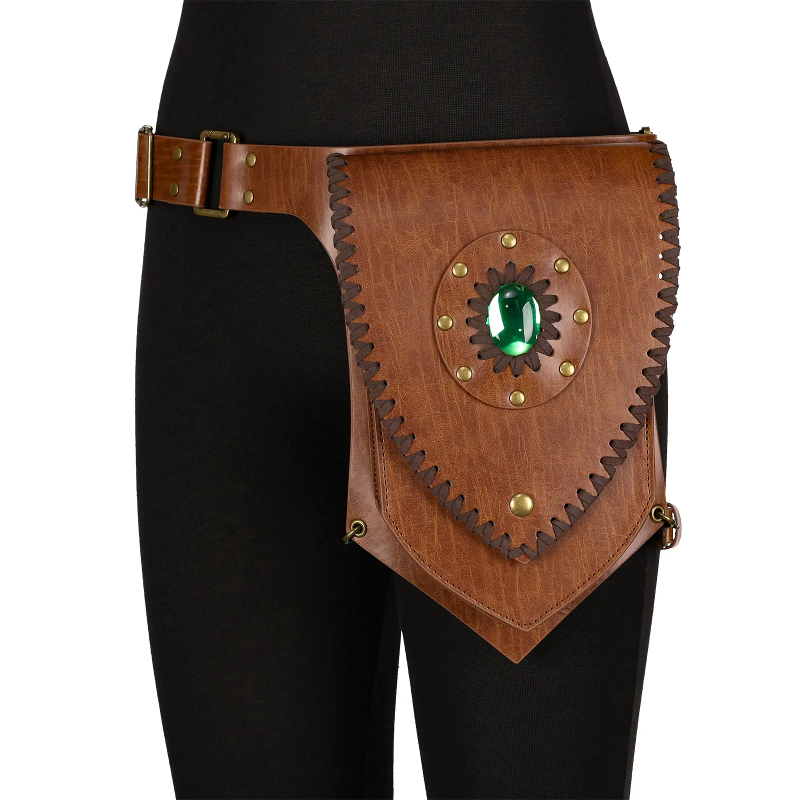HiiFeuer Women's Fantasy Faux Leather Thigh Bag - Chic Medieval Drop Leg Pouch with Magnetic Closure, Adjustable Belt Bag for Cosplay, Adjustable Waistband Bag, High-Capacity