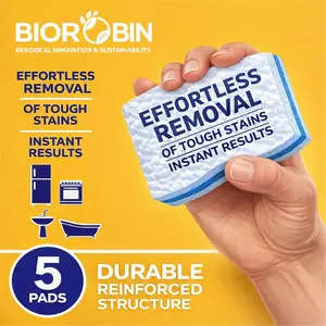 BioRobin Magic Eraser Sponge, Extra Durable Triple Layer Cleaning Pads, All Purpose Cleaner, Wall Mark Remover, Kitchen Grease Cleaner, Sneaker Cleaner, Bathroom Cleaner, Reusable, 5 PADS,Mother's Day