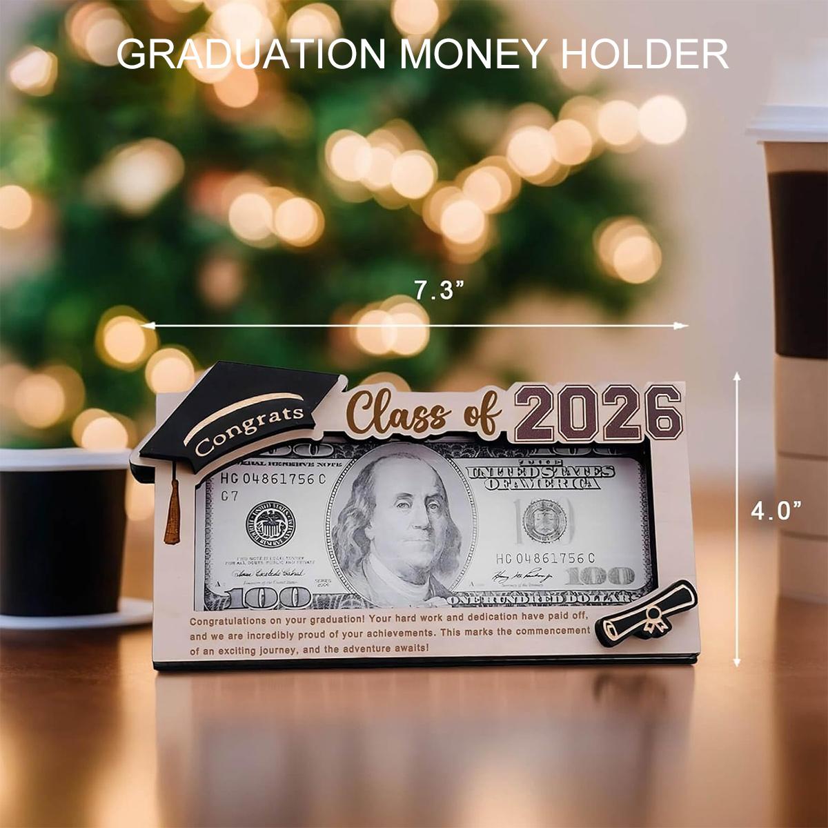 Graduation Gifts 2026 Money Holder, Wooden Graduation Money Cash Envelope Box for Class of 2026 Senior College University Graduates Holiday for Son Daughter