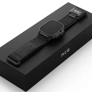 ACE Tactical Nylon Apple Watch Band with Magnetic Fidlock Buckle - Military Grade Durable Waterproof Strap for Apple Watch Ultra 2/Ultra/9/8/7/SE/6/5/4 (38-49mm) - Quick Adjust Rugged Sport Loop Engraved Santa Claus iWatch colorful  bands Soft Silicone Ga