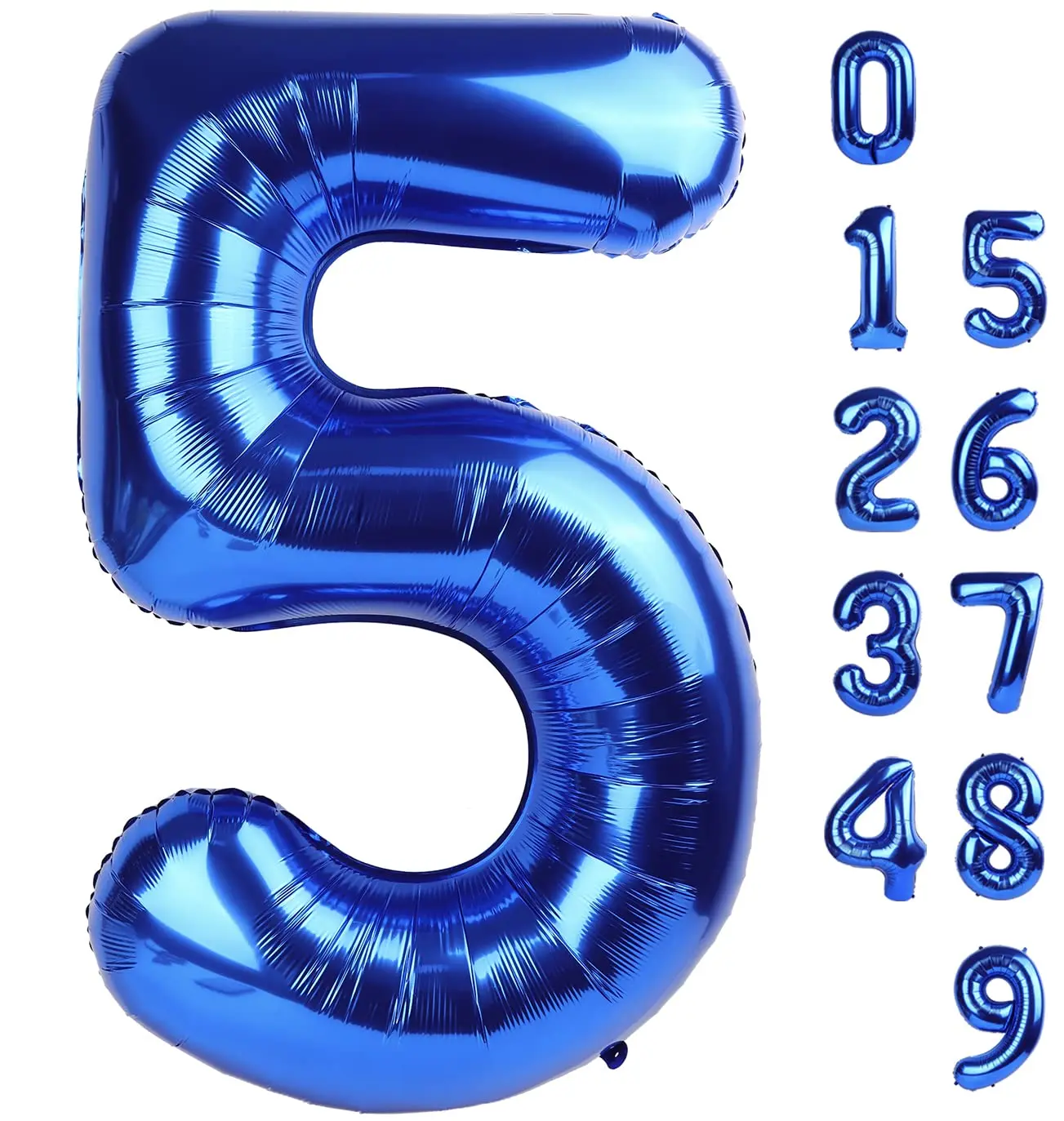 40 Inch Number 5 Balloon for 5th Birthday, Navy Blue Mylar Foil Balloons for Wedding, Party