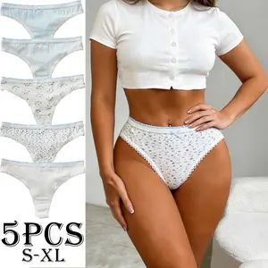 Women’s Triangle Panties (Pack of 5) - Cute Bow Design, Butt-Lifting, Skin-Friendly, Breathable, Ideal for Everyday Wear and Dates