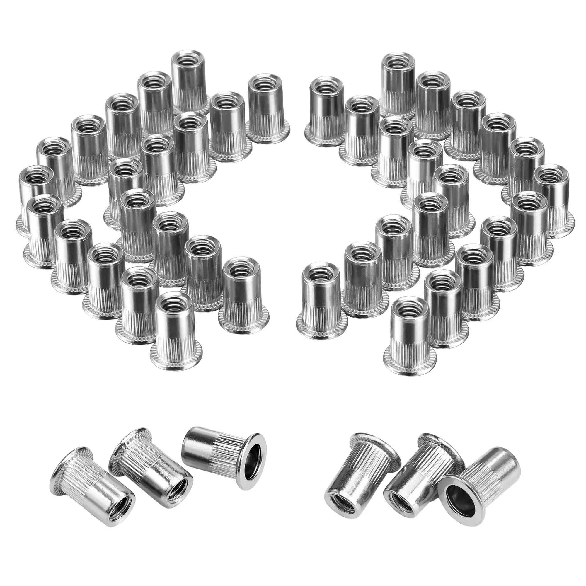 #BacktoSchool WORKPRO Stainless Rivet Nuts | Flat Head Threaded Insert Nutserts with Knurled Body