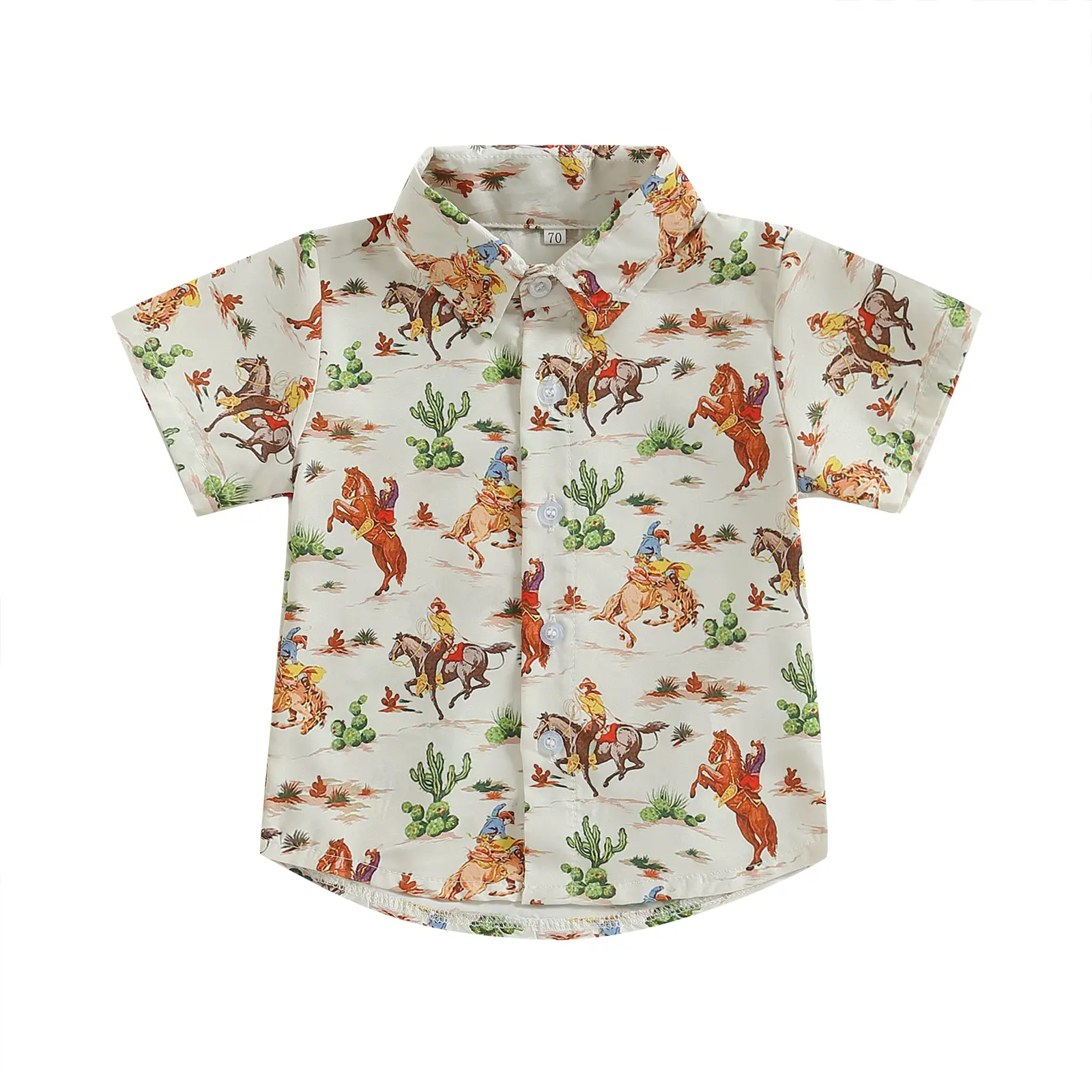 Toddler Boys Summer Casual Shirt Short Sleeve Lapel Western Elements Print Button Tops