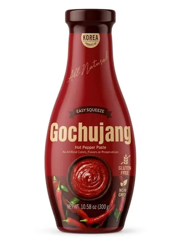 Maadan Premium Gochujang Hot Pepper Paste (10.58 oz / 300g) – Authentic Korean Fermented Chili Sauce in Easy Squeeze Bottle for Cooking, Drizzling & Dipping