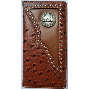 Praying Cowboy Men’s Western Wallet Cross Design Bifold Checkbook Style in Brown