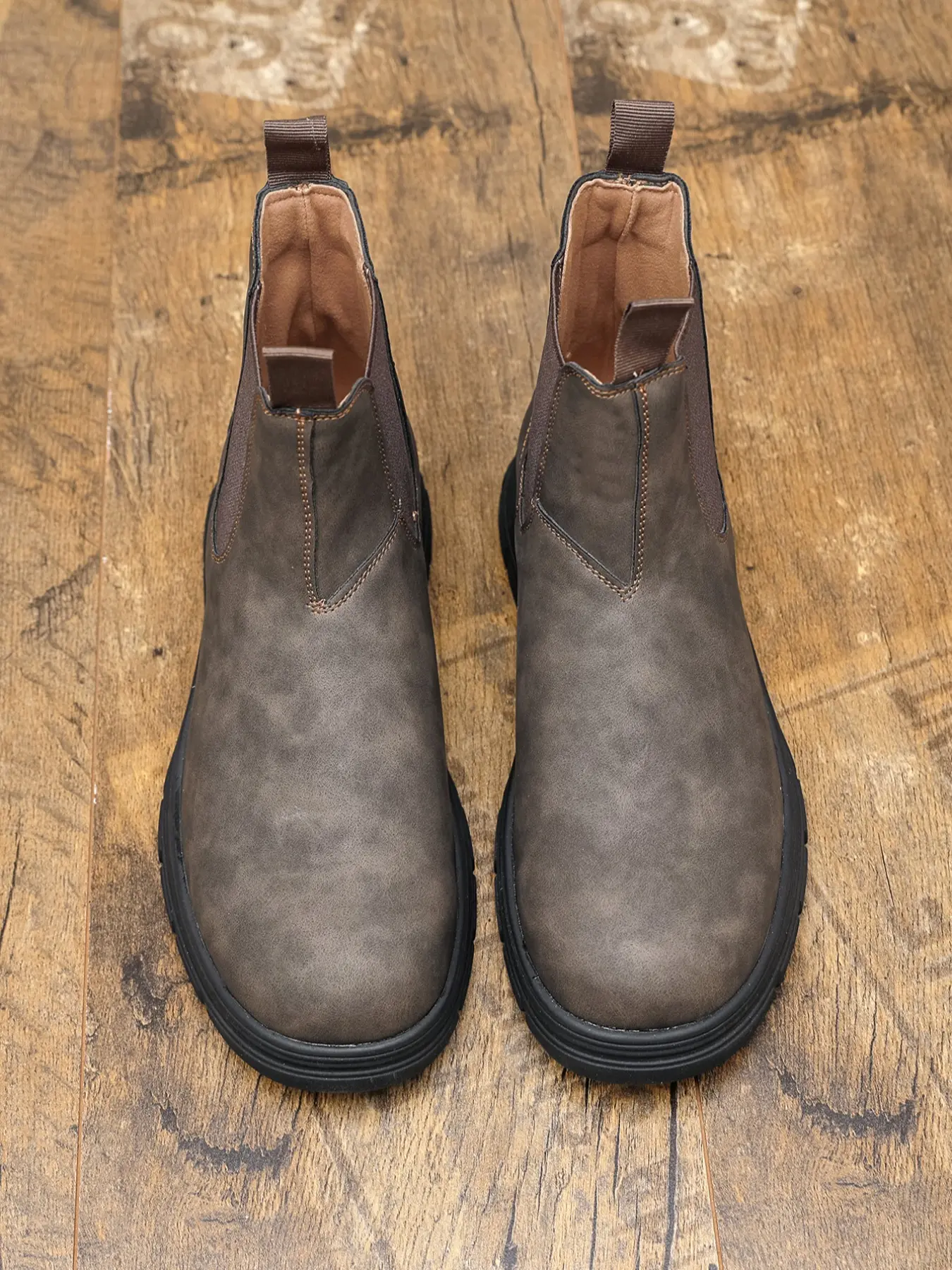 Men's Autumn Winter New Thick Rubber Sole Suede Chelsea Boots, Anti-Slip Wear-Resistant Matte Slip-On Closed Soft Comfortable Gentleman Trend Short Boots, Footwear, Minimalist Men Boots