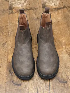 Men's Autumn Winter New Thick Rubber Sole Suede Chelsea Boots, Anti-Slip Wear-Resistant Matte Slip-On Comfortable Gentleman Trend Short Boots, Footwear