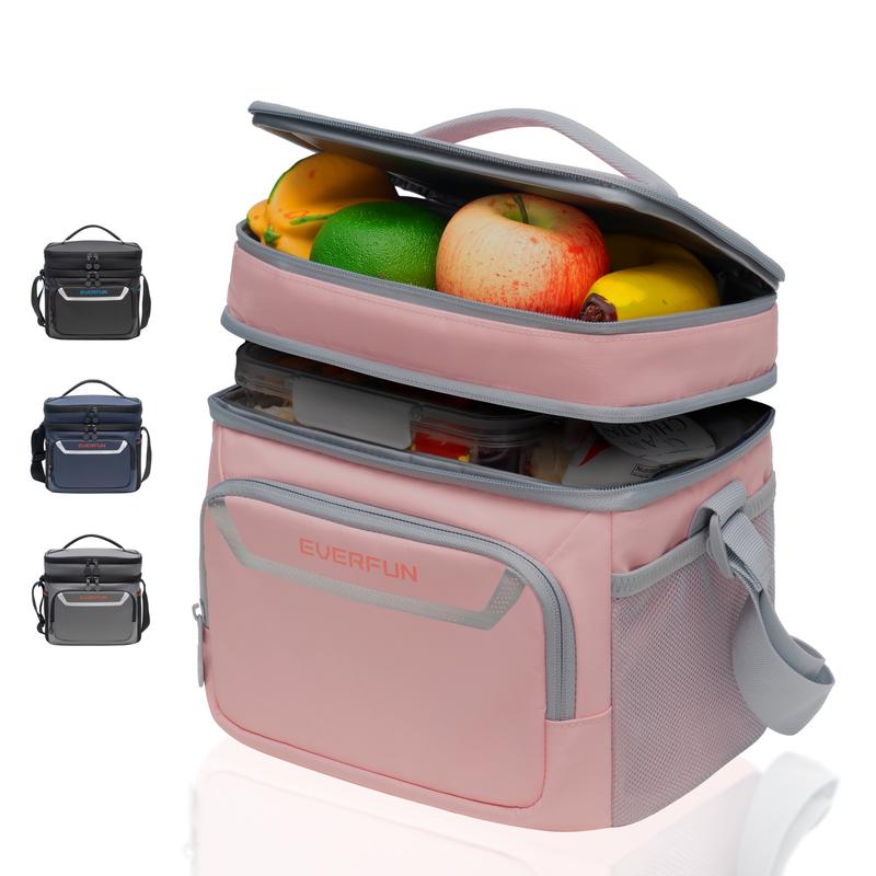 Everfun Small Insulated Lunch Bag Soft Lunch Box Dual Compartments ...