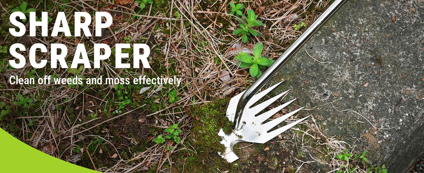 #backtoschool WORKPRO 15-Inch Weed Puller Tool, 6-Tine Heavy Duty Deep Root Remover for Dandelion, Stainless Steel Hand Weeder with Ergonomic Soft Grip for Lawn, Garden, and Yard