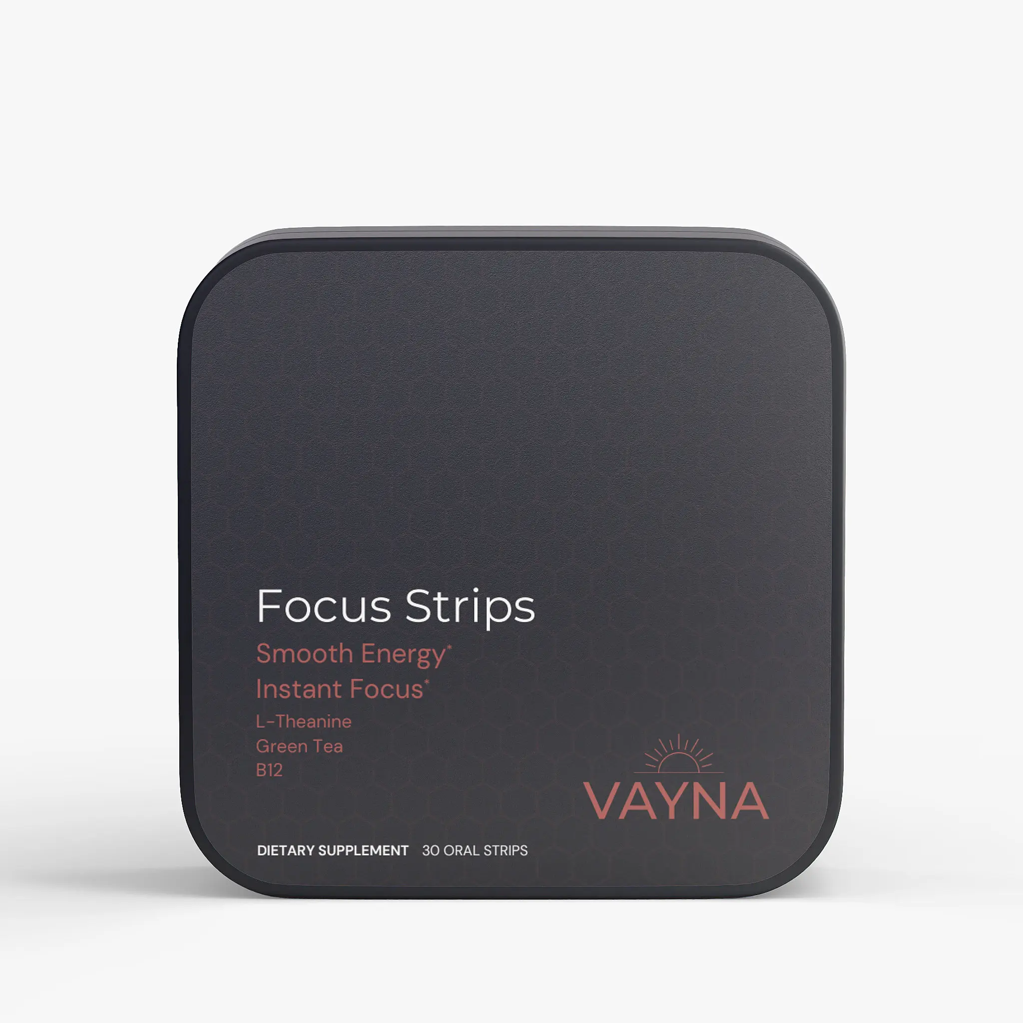 VAYNA Focus Strips - Instant Mental Clarity with Green Tea Caffeine & L-Theanine Blend for Calm Focused Energy - Cranberry Flavor - 30 Oral Strips - Portable Tin - Made in India