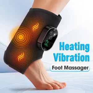 Electric Foot Ankle Massager with Heat & Vibration, Cordless Heated Ankle Wrap for Relaxation,Wireless Ankle Heating Pad, Portable Foot Warmer, Rechargeable Foot Spa Tool for Men and Women Gifts