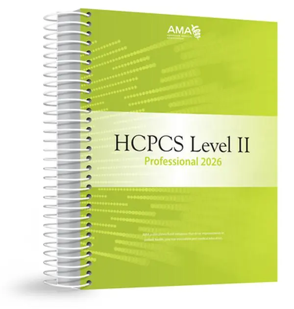HCPCS 2026 Level II Professional Edition Book by American Medical Association, Spiral Bound, Age/Sex Edits, At-a-Glance Code Listings, 10.78" H x 8.13" L x 0.81" W, 2.31 lbs