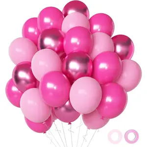 Pink Balloons Metallic Pink Balloon, 50Pcs 12Inch Hot Pink Chrome Pink Latex Balloons Pink Balloon and Dark Magenta Pink Balloons for Birthday Shower Princess Party Decorations