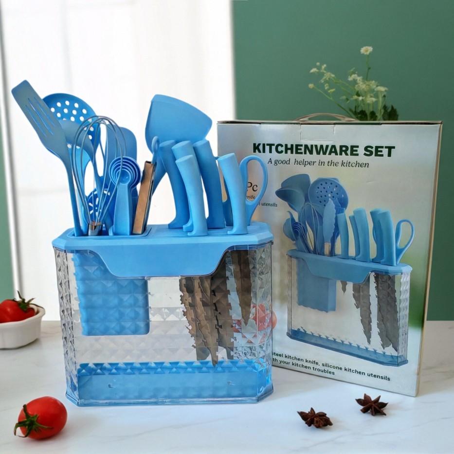 15PCS knife holder kitchen knife set: Japanese style knife, meat/vegetable knife, chicken bone knife, German steak knife storage built-in sharpener - stainless steel washable dishwasher suitable for women, wives, Mother's Day, pink/white/black