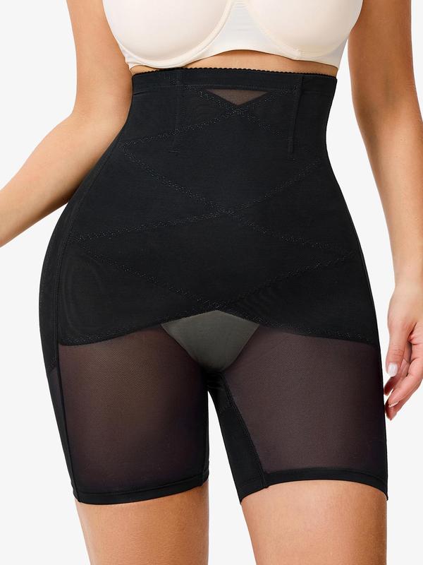 Women's Solid Sheer High Waist Shapewear Shorts, High Stretch Tummy Control Shaper, Ladies Shapewear Bottoms for Daily Wear