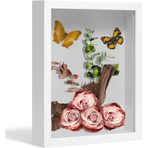 8*10 Shadow Box Frame Display Case,  Picture Frame, Display Case Box for Memorabilia,  Items, Wedding Memories, Crafts, Tickets and Photos (White)