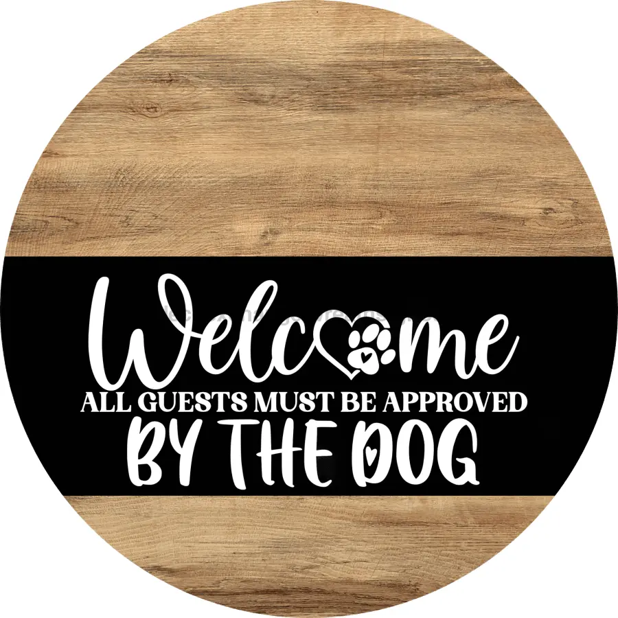 Dog Door Hanger, Approved By The Dog Door Hanger, DCO-13753-DH, 18" Round Wood